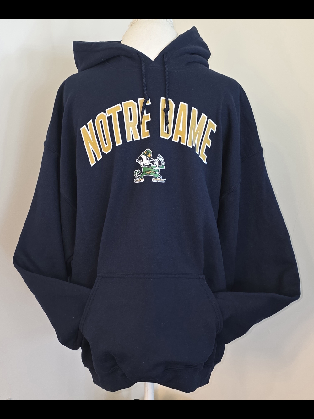 Men's Notre Dame University Fighting Irish Blue Pullover Hoodie Size XL - NEW